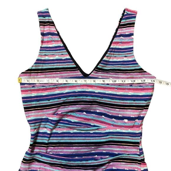 Nicole Miller Collection Wren Jungle Multicolored Striped Tuck Dress Size Small - Picture 11 of 16